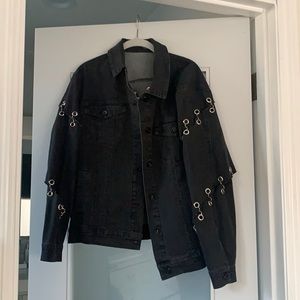 Black ring detail jean jacket